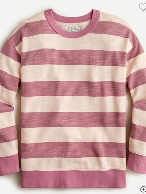 J.Crew Vintage Fleece Womens Crewneck Sweater XXL Pink Purple Striped Athleisure